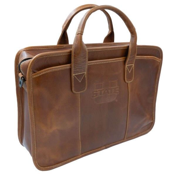 U-State Leather Brief Case Tan With Pockets